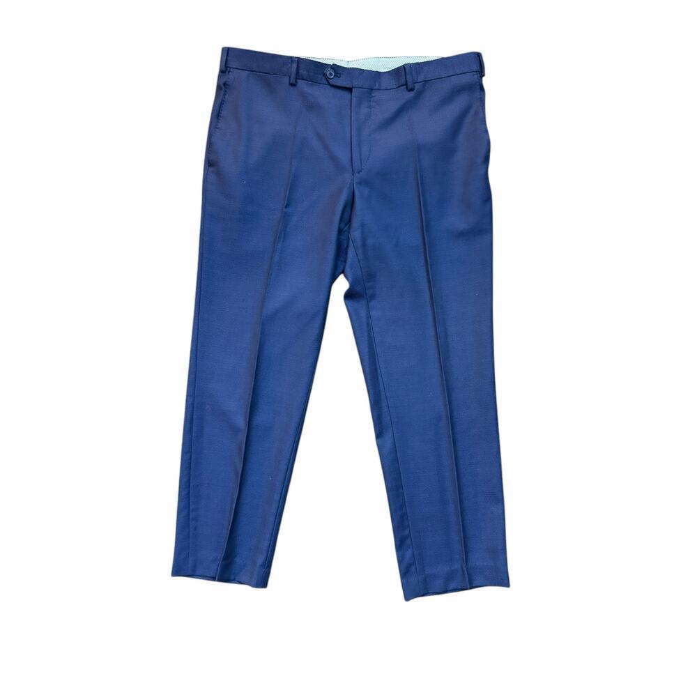 Massimo Dutti Men's Blue Wool City Slim Chino Trousers Dress Pants Size 36